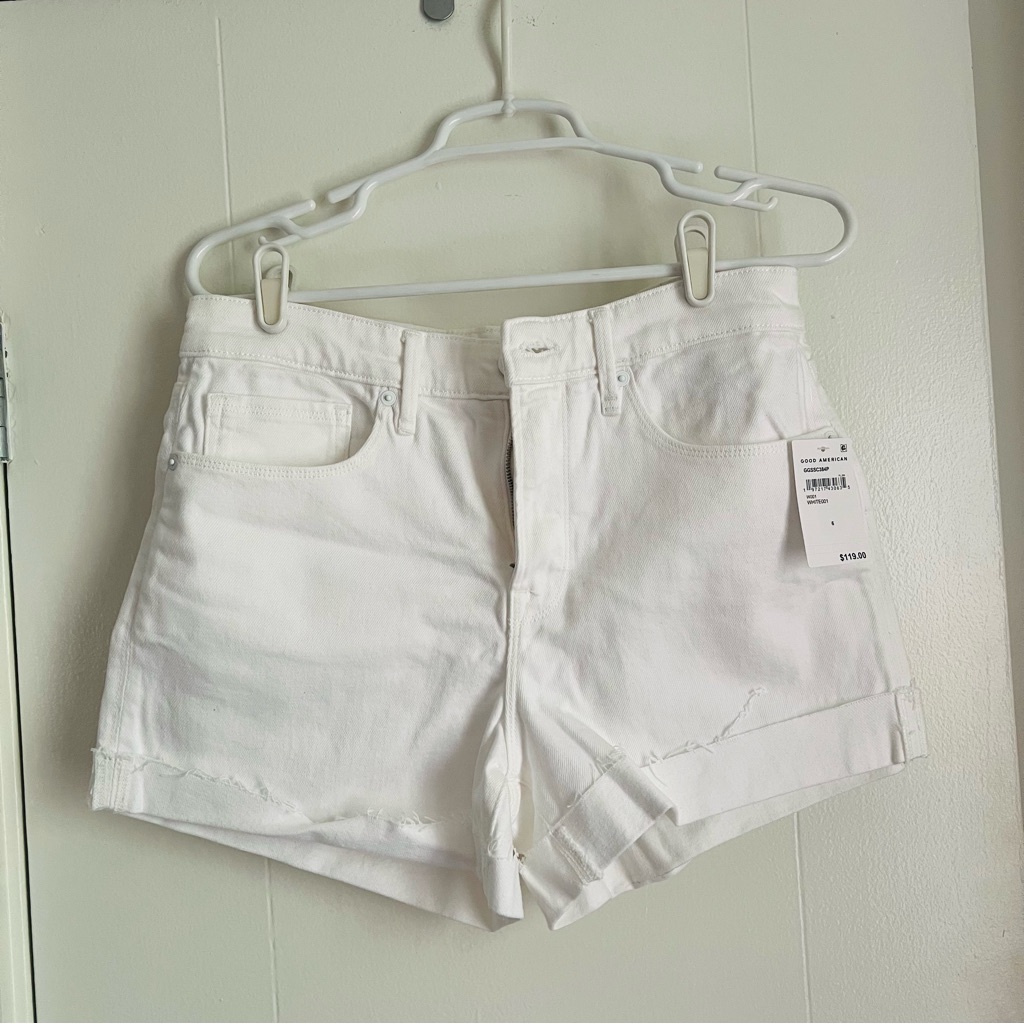 Nwt Good American Good 90s White Jean Shorts Sz 6/28